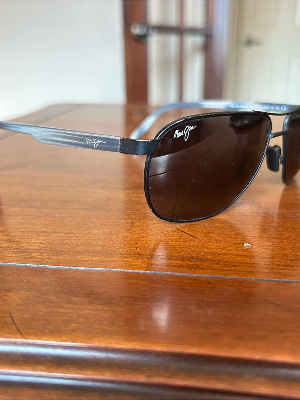 Maui Jim Black Frame Sunglasses with Brown Lenses - Logo Detail